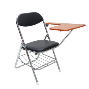 Executive folding study chair study chair & Metal Folding Student Chair with Writing Pad for Work from Home, Study Purpose, Homework Chair, Learning Chair, Classroom (Black Chair-Brown Pad)