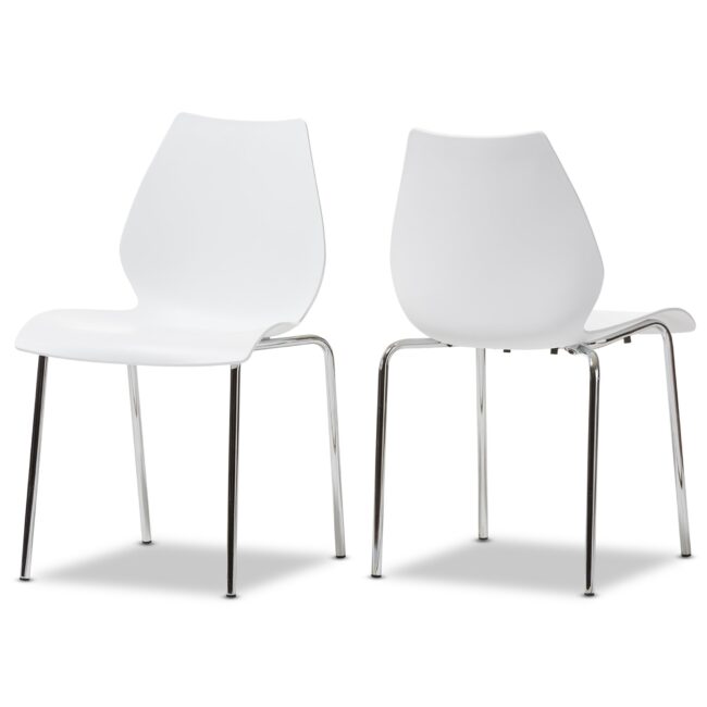 Plastic Stackable Chair WHITE Metal leg Outdoor/Indoor/Outside/Inside Water/Sun Proof Fast Food Steel Party Restaurant, Kitchen, Events, Office, Conference. Meeting Room, Leisure, Dining Chair - Image 2