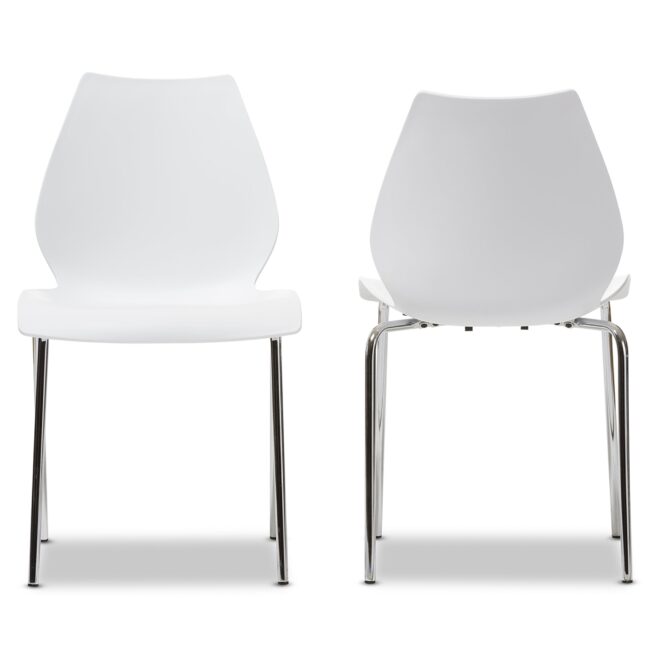Plastic Stackable Chair WHITE Metal leg Outdoor/Indoor/Outside/Inside Water/Sun Proof Fast Food Steel Party Restaurant, Kitchen, Events, Office, Conference. Meeting Room, Leisure, Dining Chair - Image 3
