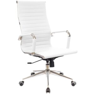 Executive Chair PU in White - High Back Office Chair for Ergonomic Comfort and Modern Conference Rooms