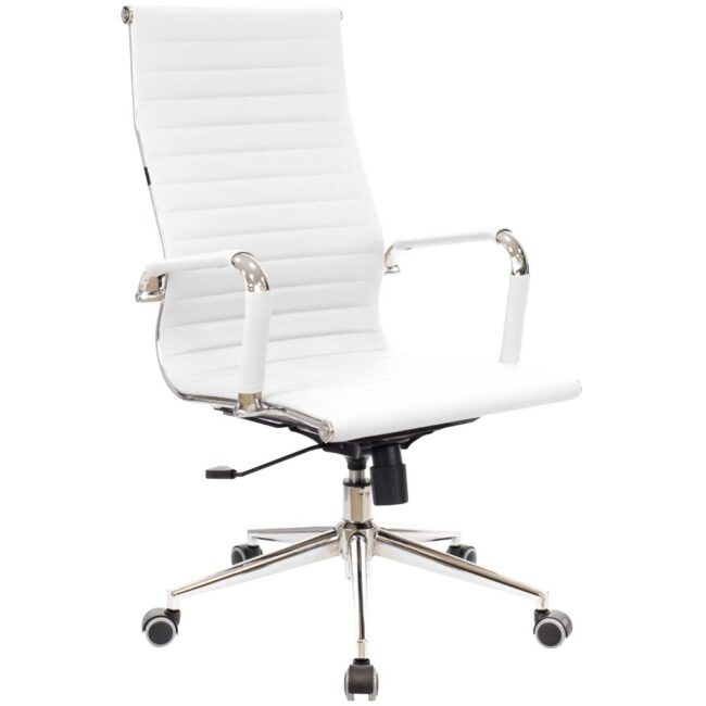 Executive Chair PU in White - High Back Office Chair for Ergonomic Comfort and Modern Conference Rooms