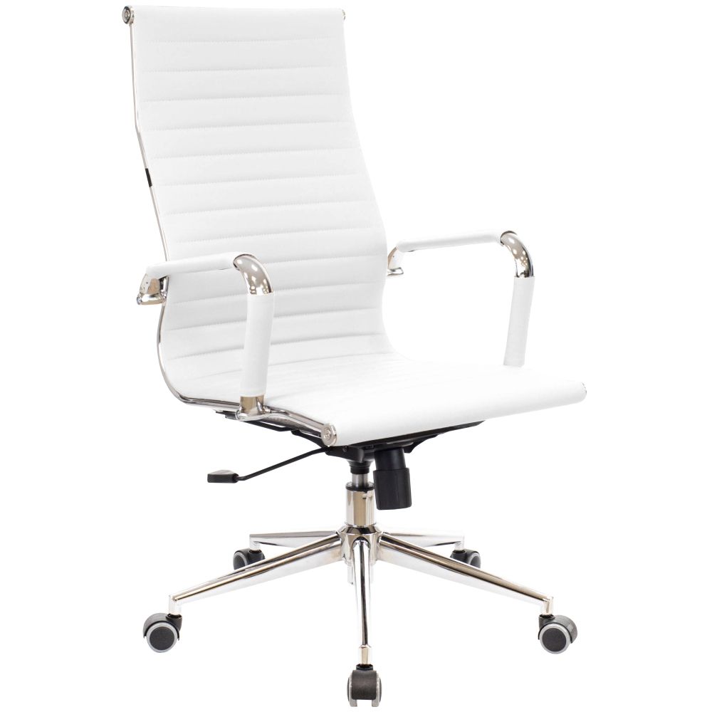Executive Chair PU in White - High Back Office Chair for Ergonomic Comfort and Modern Conference Rooms