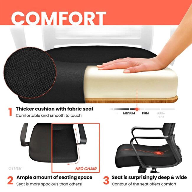 Low Back Mesh Chair Black Breathable Mesh with a Heavy-duty Nylon Base and Adjustable - Image 3