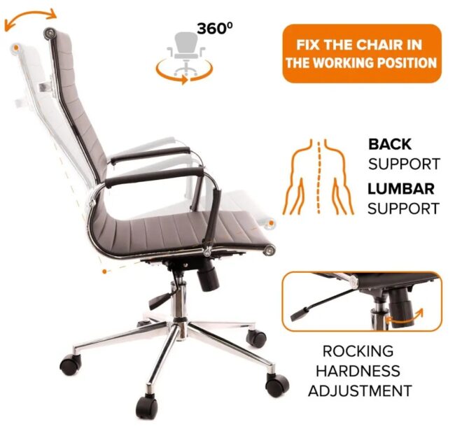 Executive Chair Rio Black - Best Office PU Leather Chairs for Boss - Image 5