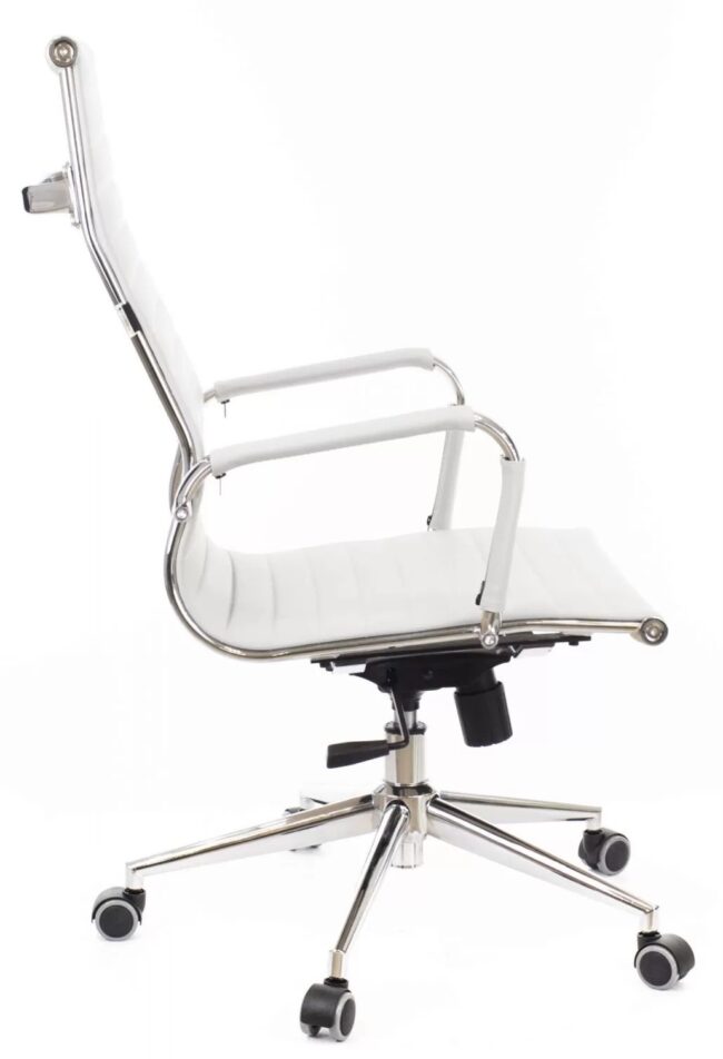Executive Chair PU in White - High Back Office Chair for Ergonomic Comfort and Modern Conference Rooms - Image 3