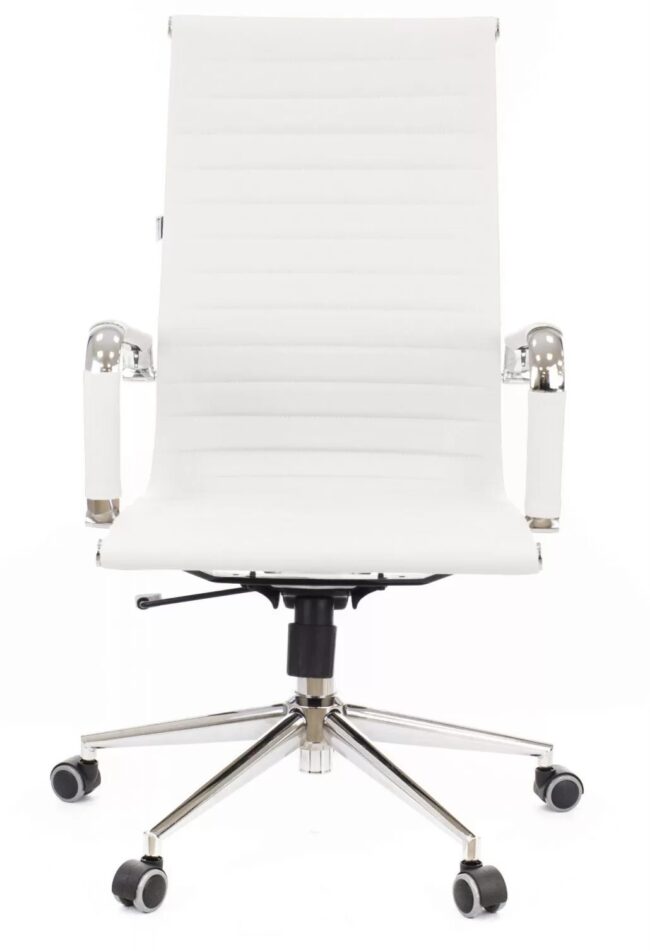 Executive Chair PU in White - High Back Office Chair for Ergonomic Comfort and Modern Conference Rooms - Image 4