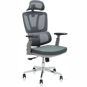 Ergonomic office chair with breathable mesh back, adjustable headrest, and armrests