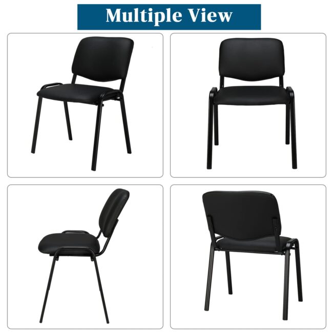 Leather Conference Room Stackable Armless Chair, Office Guest & Reception Chair, Stacking Meeting Chair - Image 6