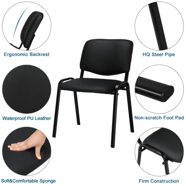 Leather Conference Room Stackable Armless Chair, Office Guest & Reception Chair, Stacking Meeting Chair - Image 5