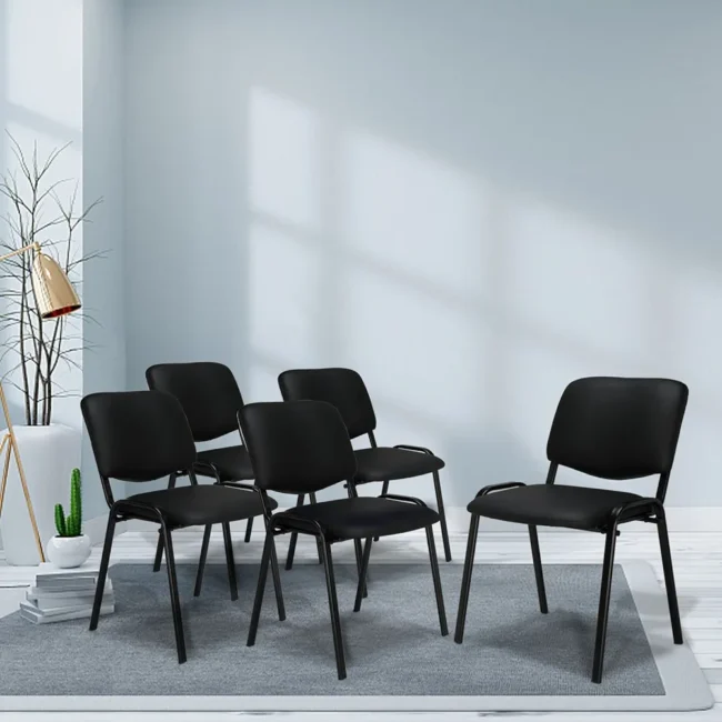 Leather Conference Room Stackable Armless Chair, Office Guest & Reception Chair, Stacking Meeting Chair - Image 2