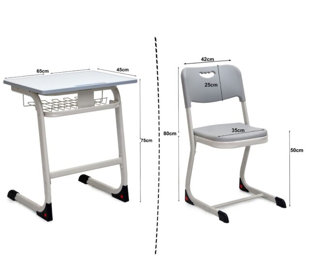 Executive Study Table Chair ZH-ST07–BLUE/GREY With Metal Legs Padded Seat - Image 2