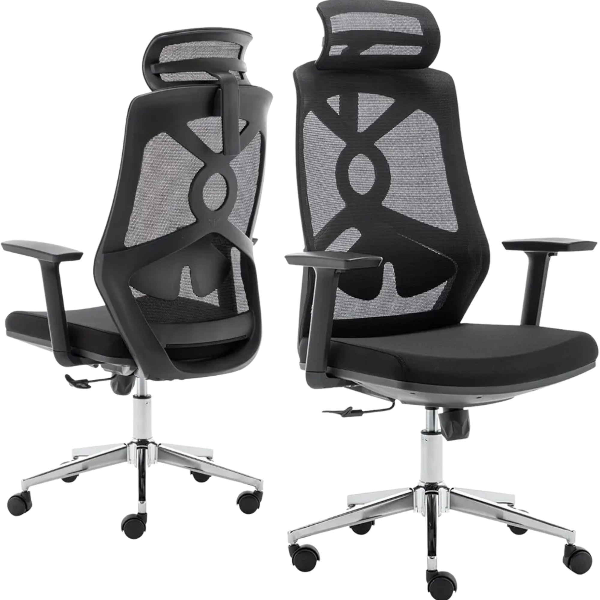 Ergonomic Office Chair with Adjustable Headrest & Lumbar Support – High Back Mesh Desk Chair with Flip-Up Armrests, Swivel Base, and Breathable Backrest – Executive Computer Chair, Black
