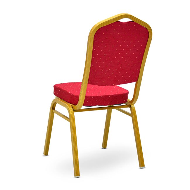 Stackable Banquet Chair with Cushioned Seat – Red Fabric & Gold Frame | Durable Conference, Wedding & Event Seating - Image 4