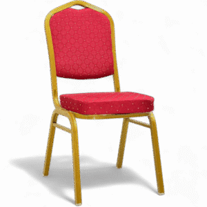 Stackable Banquet Chair with Cushioned Seat – Red Fabric & Gold Frame | Durable Conference, Wedding & Event Seating