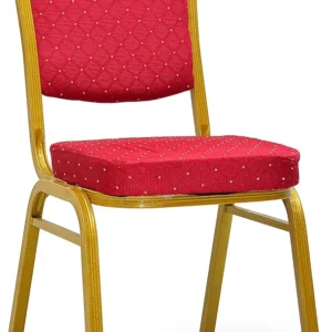 Stackable Banquet Chair with Cushioned Seat – Red Fabric & Gold Frame | Durable Conference, Wedding & Event Seating