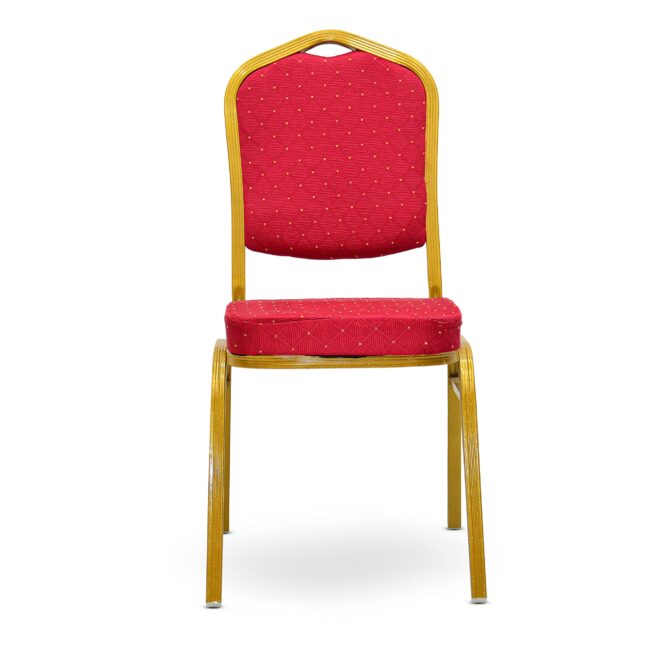 Stackable Banquet Chair with Cushioned Seat – Red Fabric & Gold Frame | Durable Conference, Wedding & Event Seating - Image 2