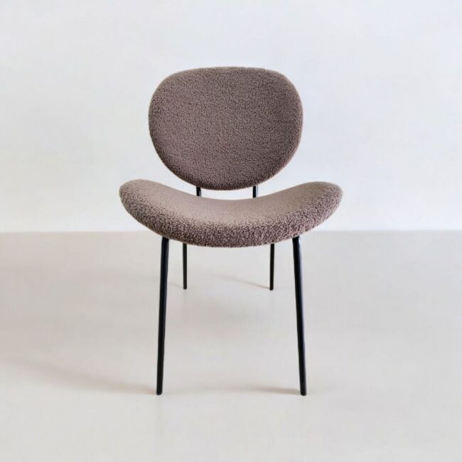 Modern Boucle Dining Chair – Mustard Yellow Upholstery with Curved Back & Seat – Comfortable Accent Chair with Black Metal Legs for Dining Room, Kitchen, Café & Home Décor - Image 3