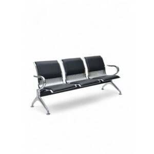 3 Seater Frame Airport Visitor Chair Office Hospital School With Metal Steel And Armrest Sit BLACK/SILVER