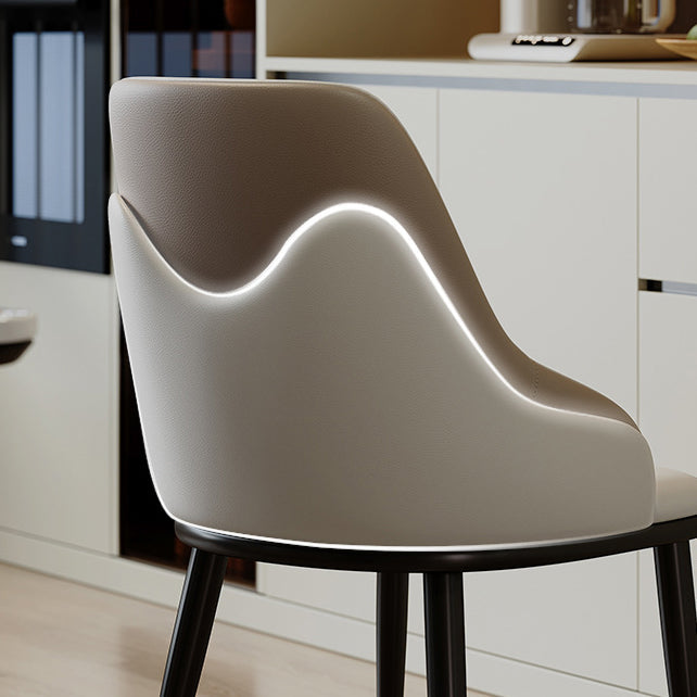 Modern Minimalist Curved Microfiber Leather Iron Chair Backrest Armless For Living Room - Image 2