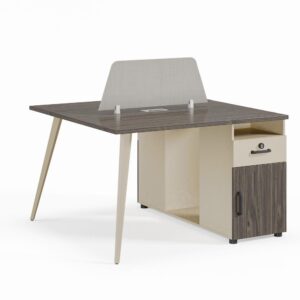 Modern 2-4 Person Office Desk Workstation with Storage Cabinet & Partition Screen