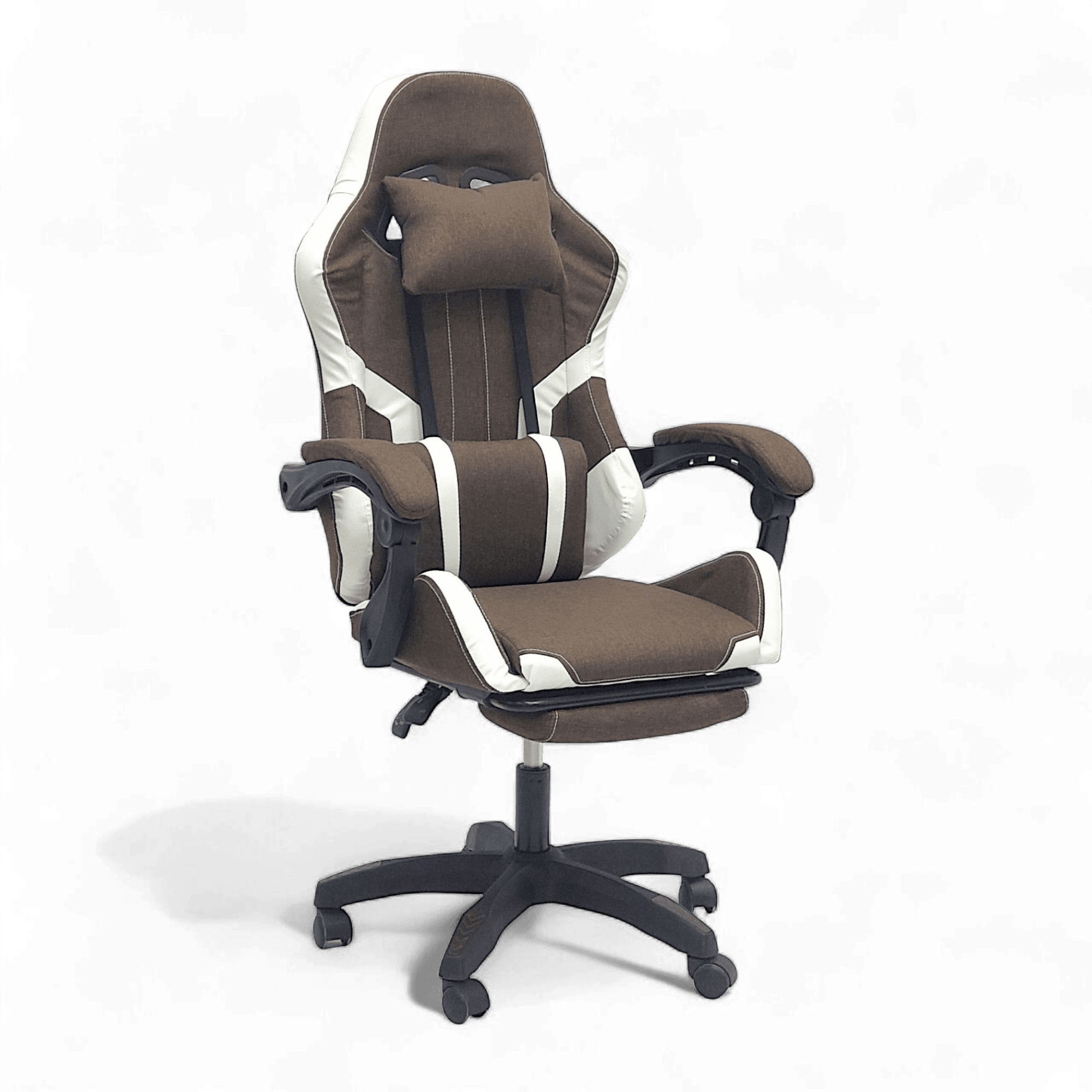 Fabric Gaming Chair - Reclining High Back Office Chair - Adjustable Height, Headrest, Footrest and Lumbar Support - Swivel Video Game Chair - Ergonomic Computer Gaming Chair
