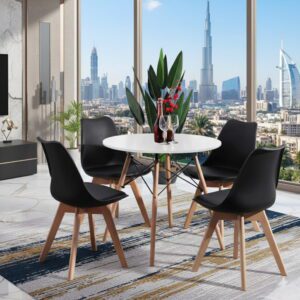 Modern 5-Piece Dining Set: Round Table with 4 Eames-Style Chairs