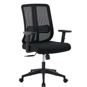 Black Ergonomic Mesh Office Chair with Adjustable Armrests and Lumbar Support