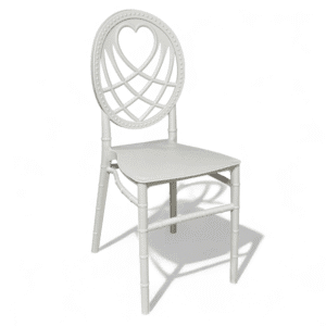 White Royal Heart Wedding Chair – Luxury Ornate Resin Seating for UAE Gala Events & Engagements