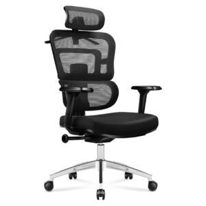 Ergo Mesh Office Chair - Height Adjustable Headrest, Back & Armrests | Stable Swivel Base