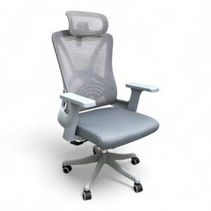 Ergonomic High-Back Mesh Office Chair - Grey | Adjustable Headrest, Armrest & Lumbar Support