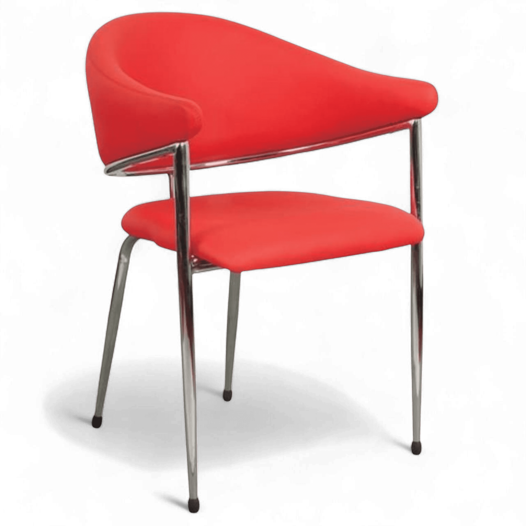 Upholstered Dining Chair, Padded Seat & Back, Chrome Metal Frame, Modern Chair for Restaurant, Cafe, Office & Events