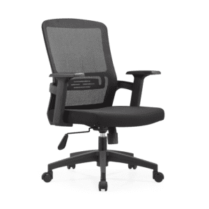Modern Mesh Swivel Desk Chair – Ergonomic Computer Chair with Adjustable Height and Fixed Armrests – Black