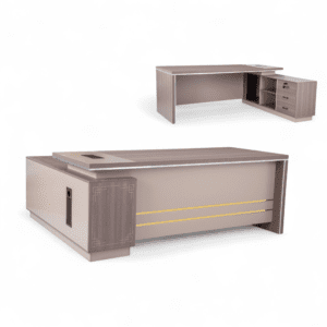 Executive Office Desk with Side Cabinet - Grey Khaki