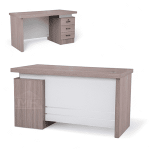 Modern Office Desk - 1.4M Executive Table with 3 Drawers (Grey)