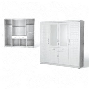 4-Door Bedroom Wardrobe with Integrated Mirrors & Storage