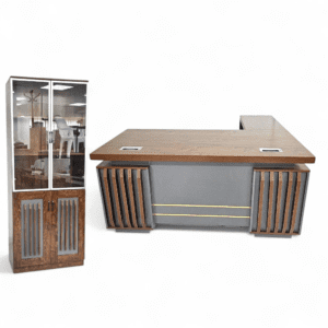 Executive Office Desk | Bookshelf with Glass Doors & Storage