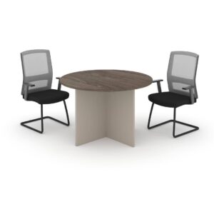 Round Meeting Table with White & Khaki Base