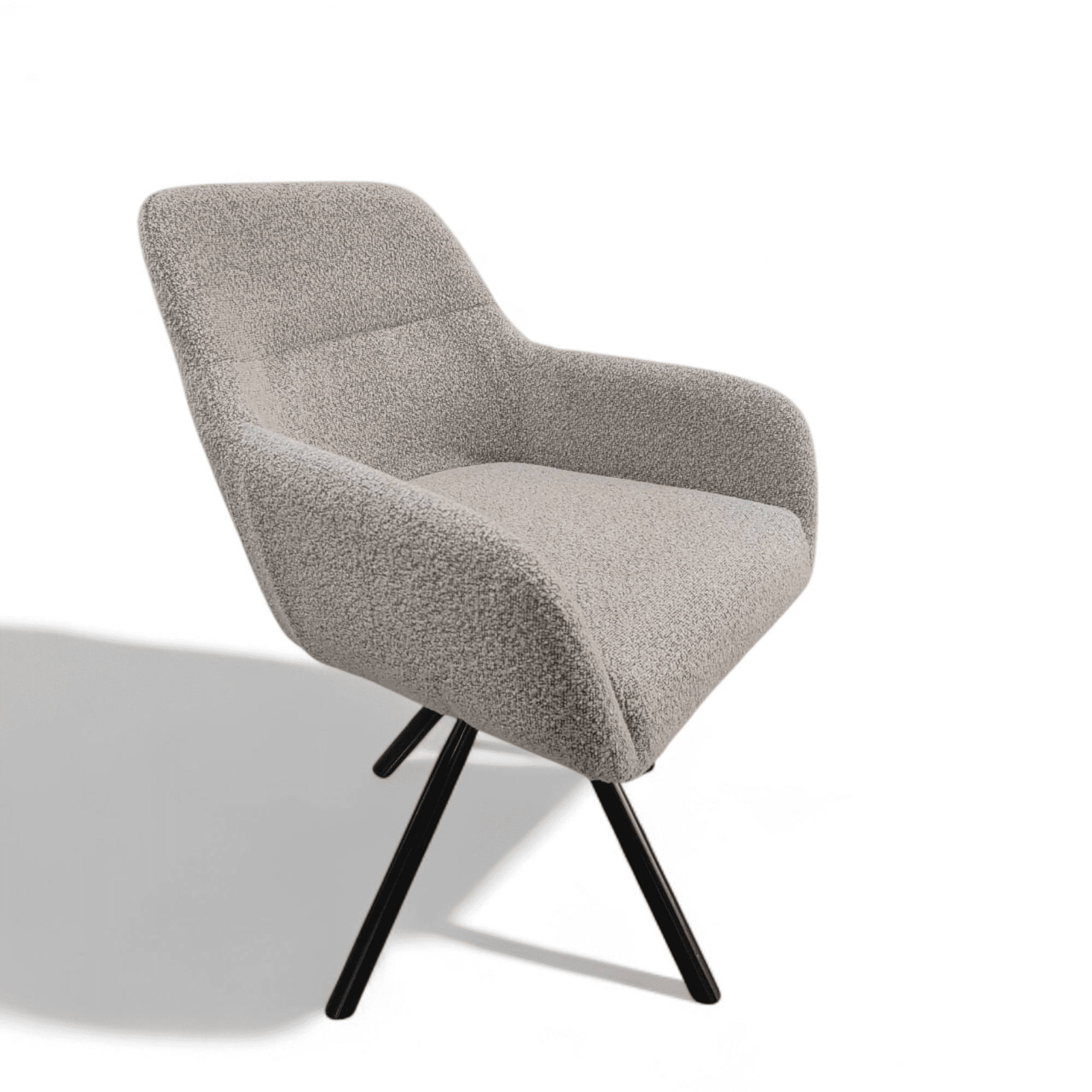 Modern Bouclé Swivel Dining Chair with Black Metal Legs