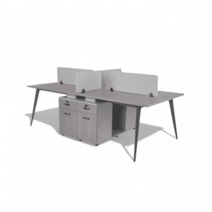 Modern 4-Seater Workstation with Privacy Dividers & Pedestals