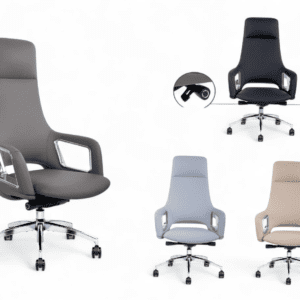 Ergonomic High-Back Executive Office Chair with Chrome Accents