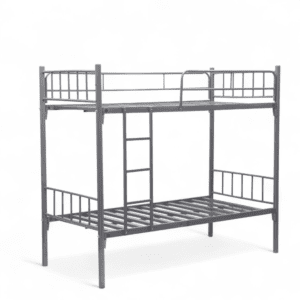 Space-Saving Grey Metal Bunk Bed with Safety Rails