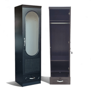 Modern Single Door Wardrobe with Mirror and Bottom Drawer