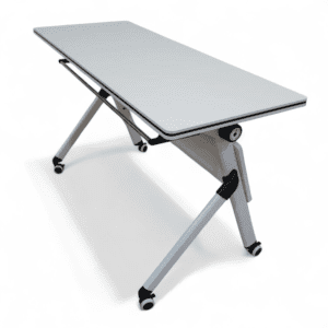 ​Premium White Folding Training Table with Wheels