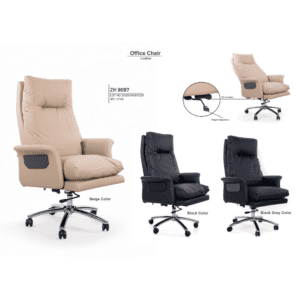 High-Back Executive Leather Office Chair with Padded Armrest