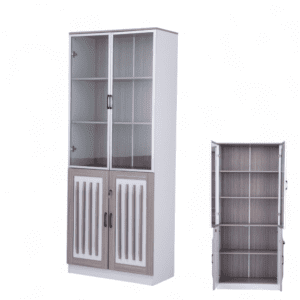 Modern Glass Door Bookshelf & Display Cabinet