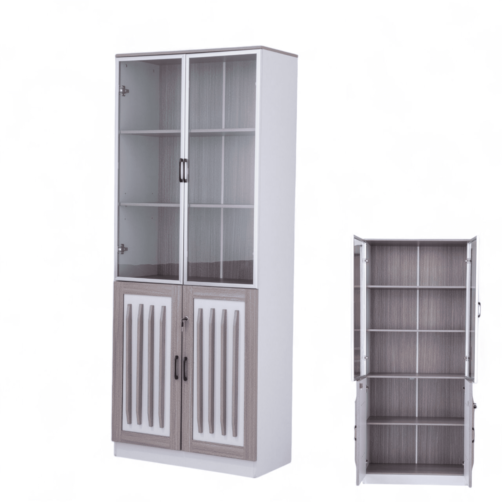 Modern Glass Door Bookshelf & Display Cabinet