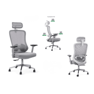 Ergonomic Mesh Office Chair with 2D Lumbar & 3D Armrests – Grey