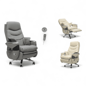 Electric Executive Massage Office Chair with Reclining Footrest